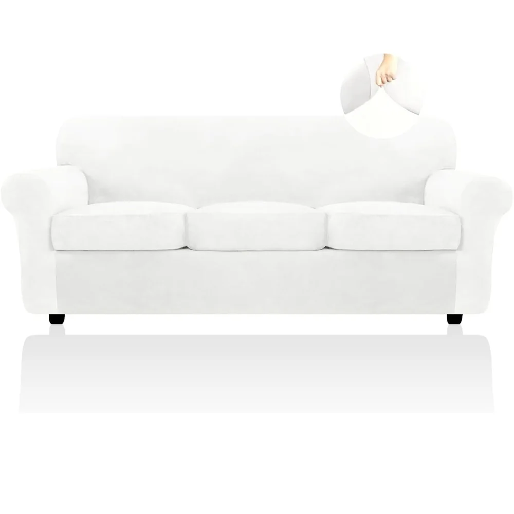 FestiCorp Velvet Sofa Covers for 3 Seat Cushion Couch Sofa Slipcovers, Stretch 4